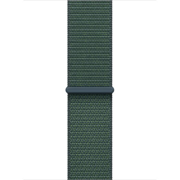 Часы Apple Watch SE (2024), 40 мм, корпус из алюминия цвета «Starlight», ремешок Sport Loop цвета «Lake Green», зелёный
