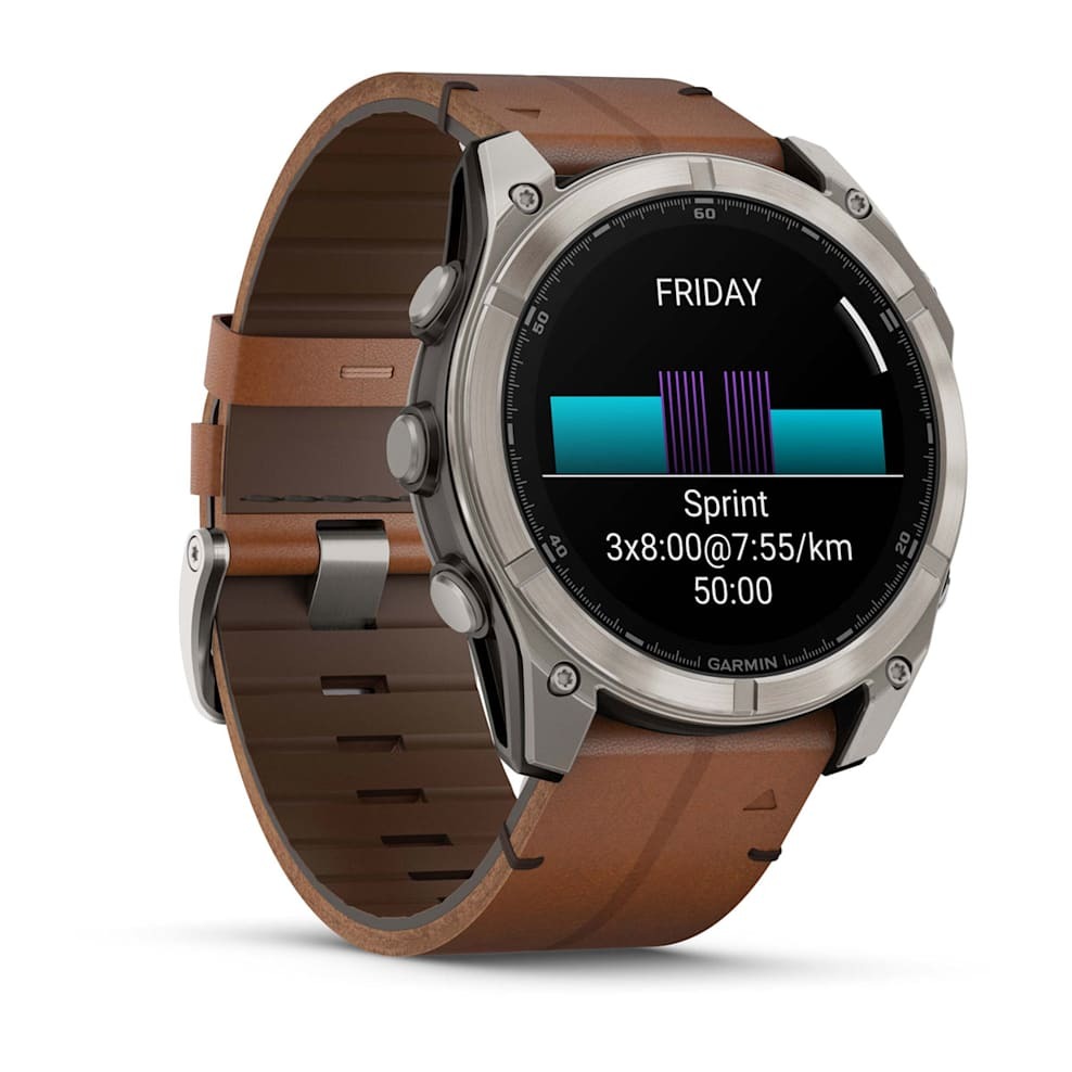 Умные часы Garmin FENIX 8 (010-02905-40) 51 мм Amoled Sapphire Bare Titanium Black with Chestnut Leather Band+Grapphite Silicone Band