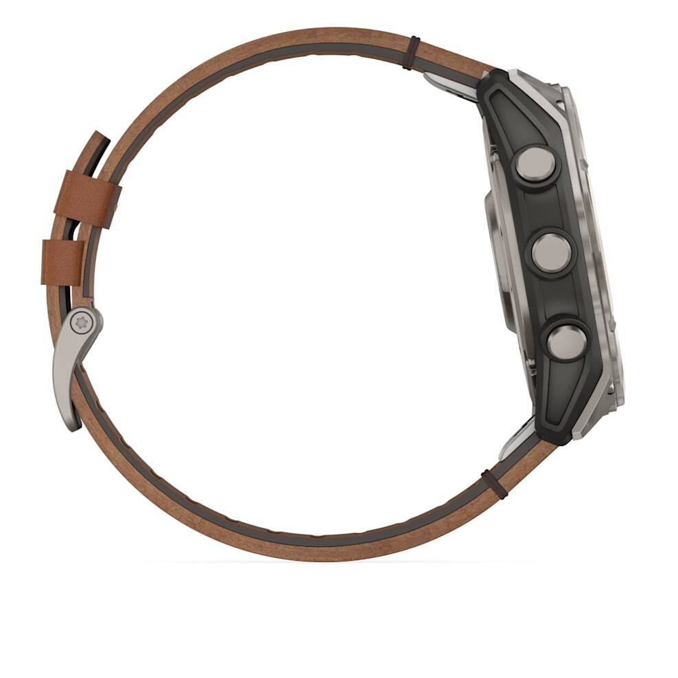 Умные часы Garmin FENIX 8 (010-02905-40) 51 мм Amoled Sapphire Bare Titanium Black with Chestnut Leather Band+Grapphite Silicone Band
