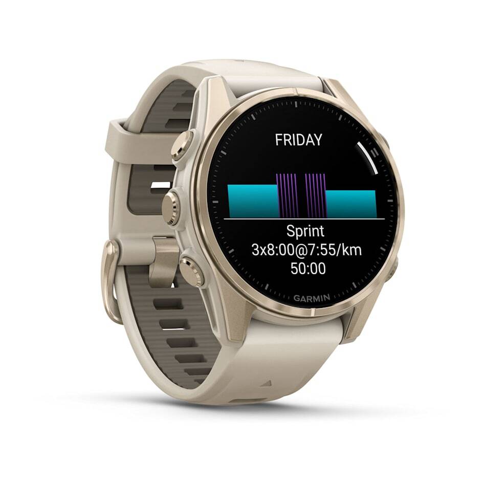 Умные часы Garmin FENIX 8 (010-02903-11) 43 мм Amoled Sapphire Soft Gold with Fog Gray/Dark Sandstone Silicone Band
