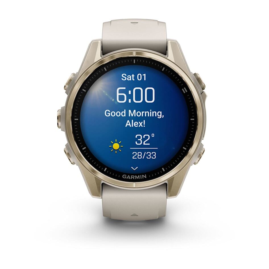 Умные часы Garmin FENIX 8 (010-02903-11) 43 мм Amoled Sapphire Soft Gold with Fog Gray/Dark Sandstone Silicone Band