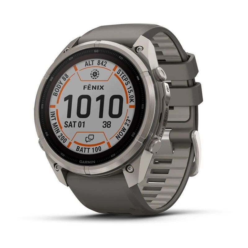 Умные часы Garmin FENIX 9 Pro (010-04339-01) 51 мм, Solar, inReach, Titanium with Pebble Gray/Silver Gray Silicone Band