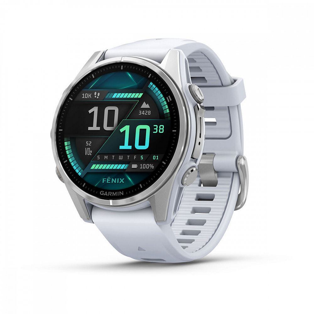 Умные часы Garmin FENIX 8 (010-02903-00) 43 мм Amoled Silver with Whitestone Silicone Band