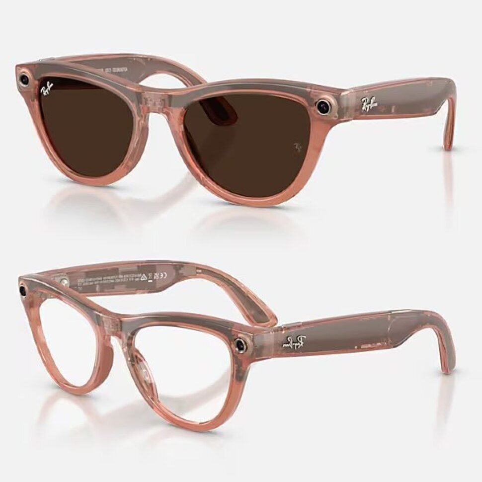 Умные очки Ray-Ban Meta Skyler Gen 2 RW4014 (глянцевая персиковая оправа, линзы с коричневым автозатемнением)