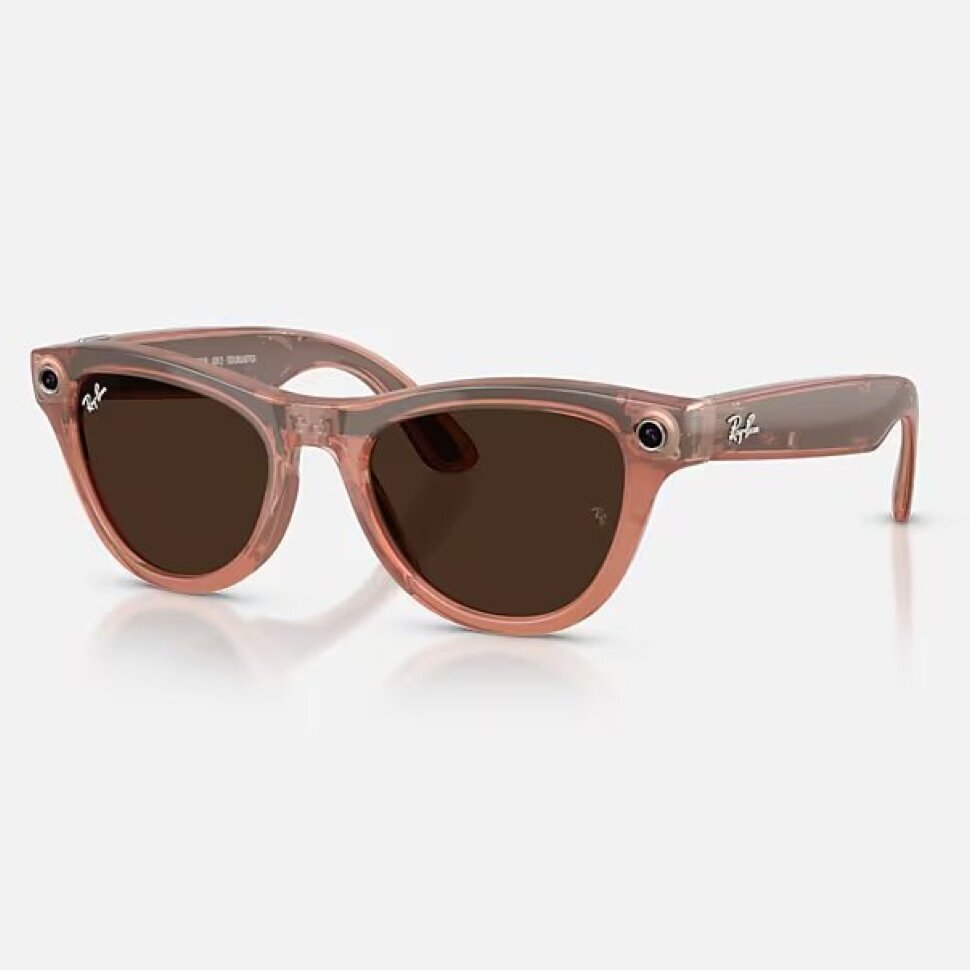 Умные очки Ray-Ban Meta Skyler Gen 2 RW4014 (глянцевая персиковая оправа, линзы с коричневым автозатемнением)
