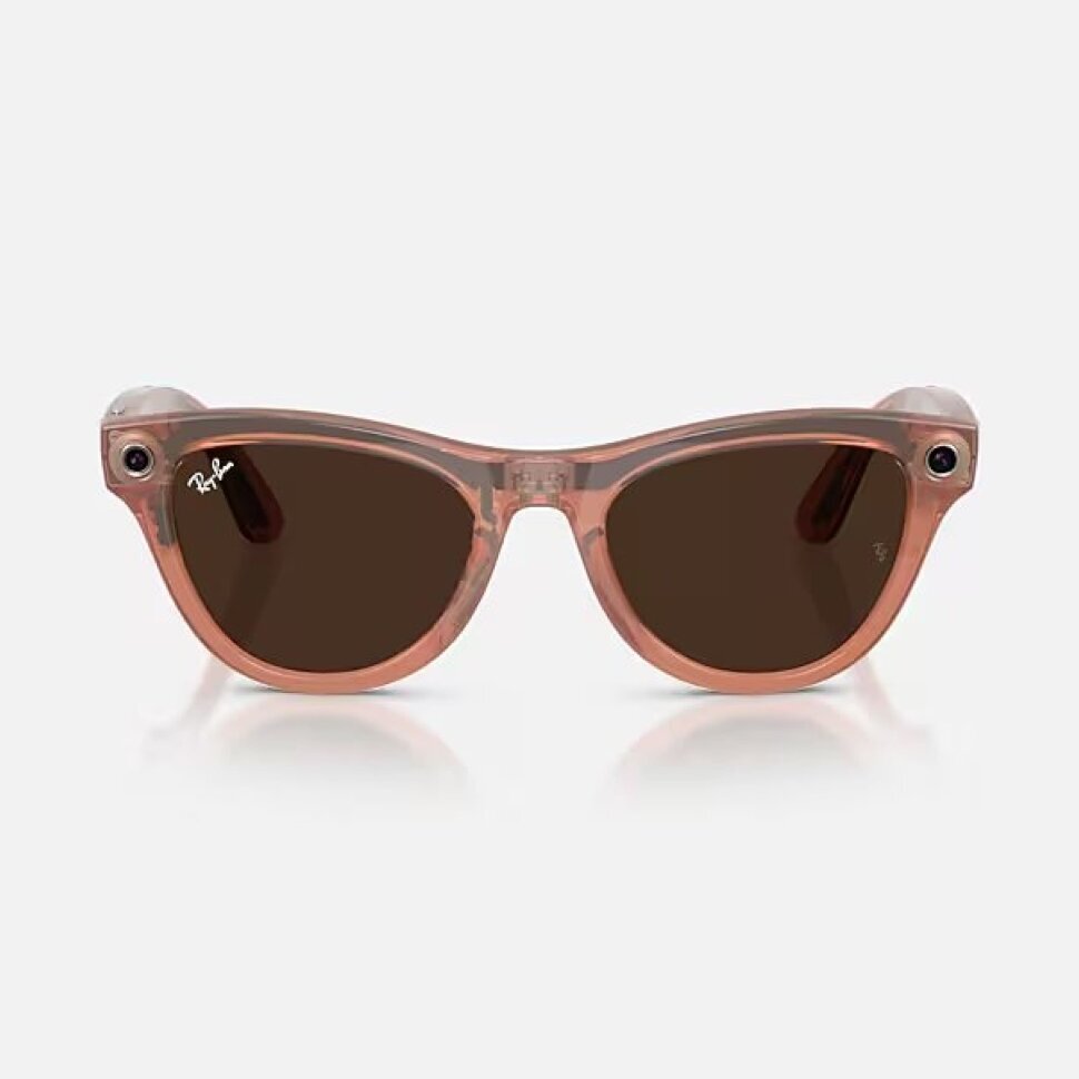 Умные очки Ray-Ban Meta Skyler Gen 2 RW4014 (глянцевая персиковая оправа, линзы с коричневым автозатемнением)