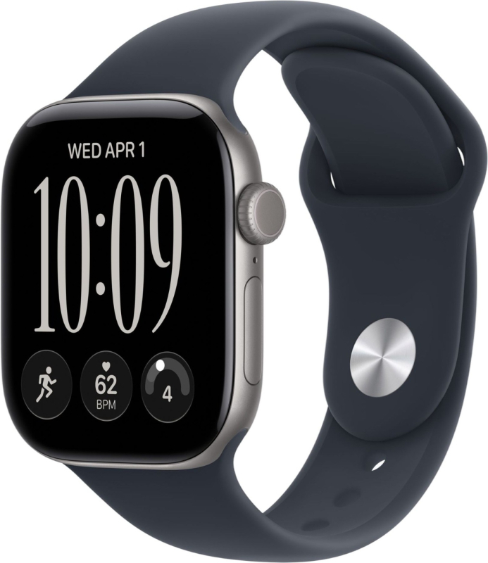 Часы Apple Watch Series 12 (2026), 42 мм, корпус из алюминия цвета «Space Gray», ремешок Sport Band цвета «Navy Blue», тёмно-синий