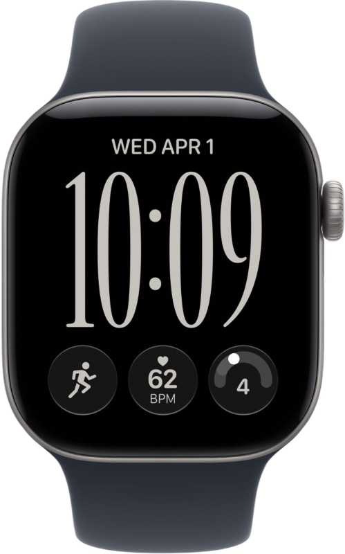 Часы Apple Watch Series 12 (2026), 42 мм, корпус из алюминия цвета «Space Gray», ремешок Sport Band цвета «Navy Blue», тёмно-синий