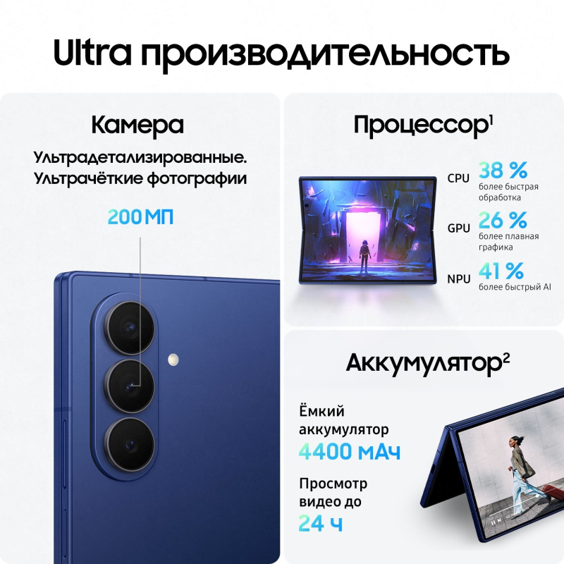 Смартфон Samsung Galaxy Z Fold7 12/256Gb, синий (Blue Shadow)
