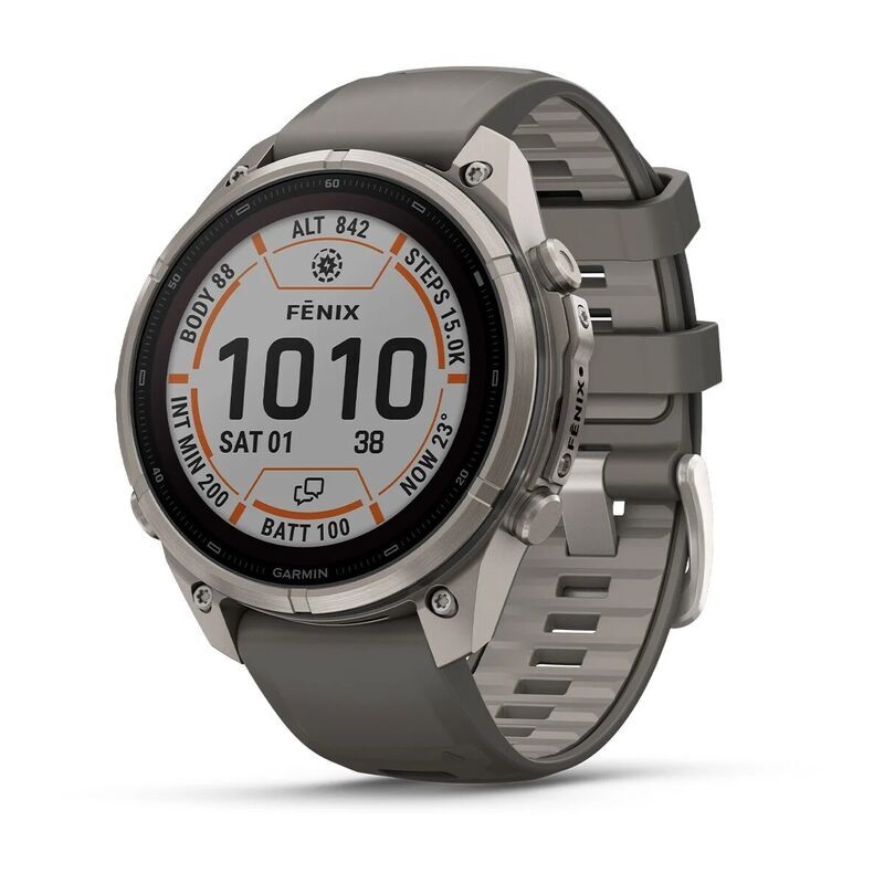 Умные часы Garmin FENIX 9 Pro (010-04338-01) 47 мм, Solar, inReach, LTE, титановый серый, серый силиконовый ремешок