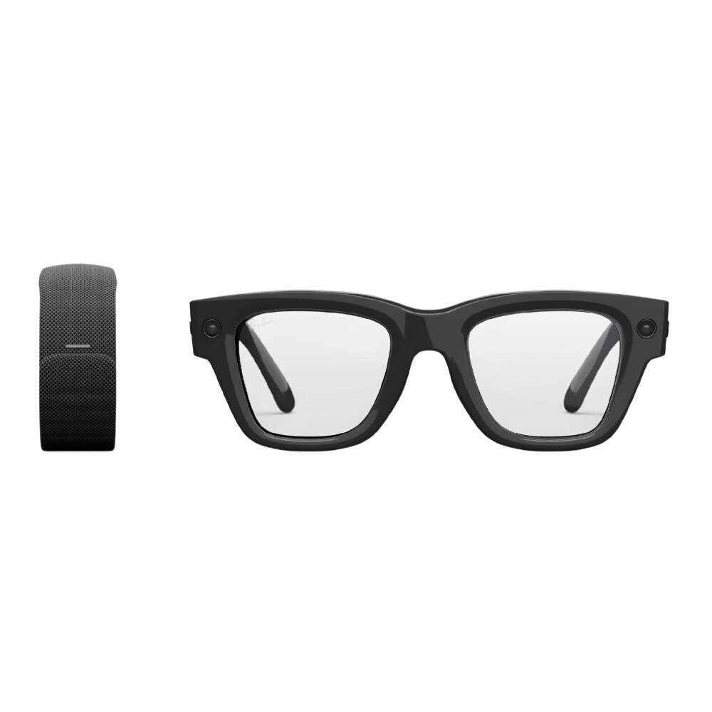 Умные очки Ray-Ban Meta Display (глянцевая чёрная оправа, линзы с автозатемнением, чёрный ремешок), размер L, размер ремешка 1