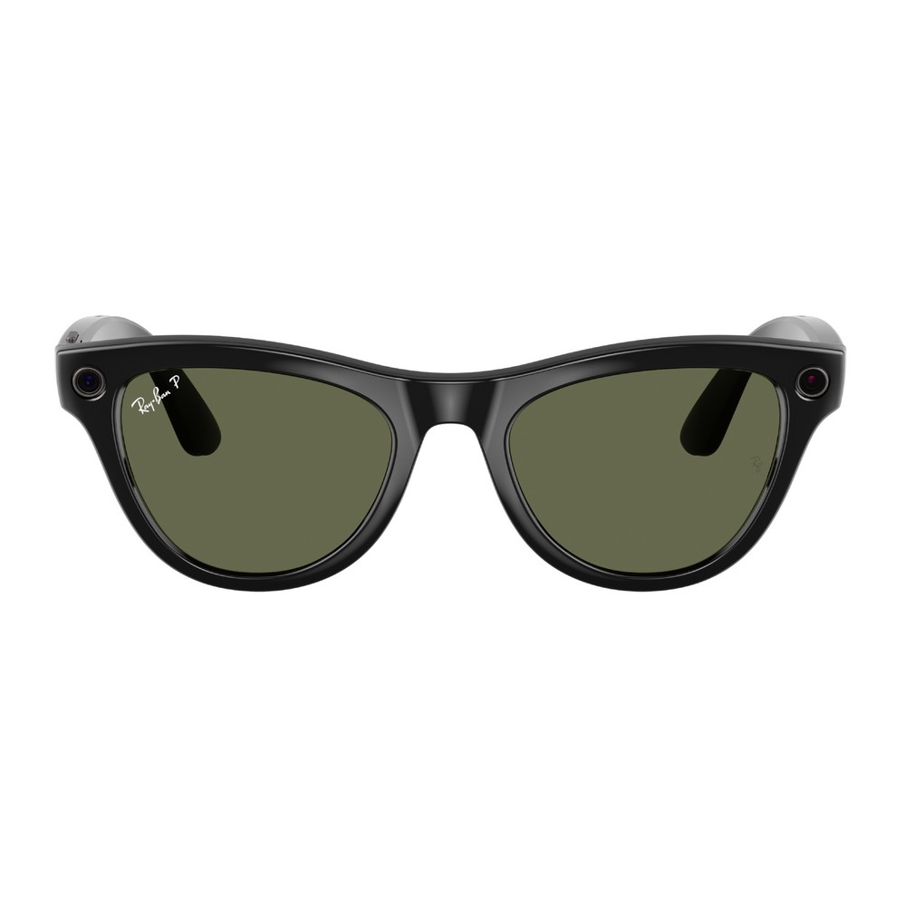 Умные очки Ray-Ban Meta Skyler RW4010 (Глянцевая чёрная оправа, линзы зелёные), размер L