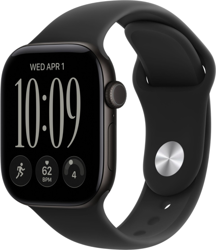 Часы Apple Watch Series 12 (2026), 46 мм, корпус из алюминия цвета «Black», ремешок Sport Band цвета «Black», чёрный