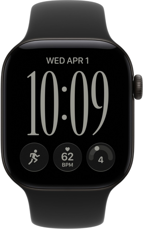 Часы Apple Watch Series 12 (2026), 46 мм, корпус из алюминия цвета «Black», ремешок Sport Band цвета «Black», чёрный