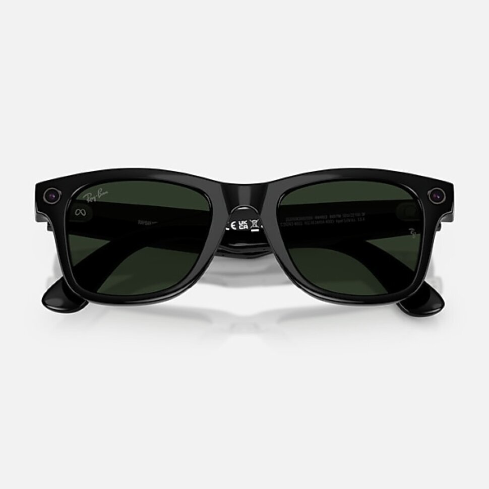Умные очки Ray-Ban Meta Wayfarer Gen 2 RW4012 (глянцевая чёрная оправа, линзы с зелёным автозатемнением), размер M