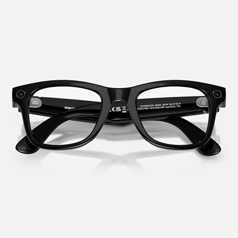 Умные очки Ray-Ban Meta Wayfarer Gen 2 RW4012 (глянцевая чёрная оправа, линзы с зелёным автозатемнением), размер M