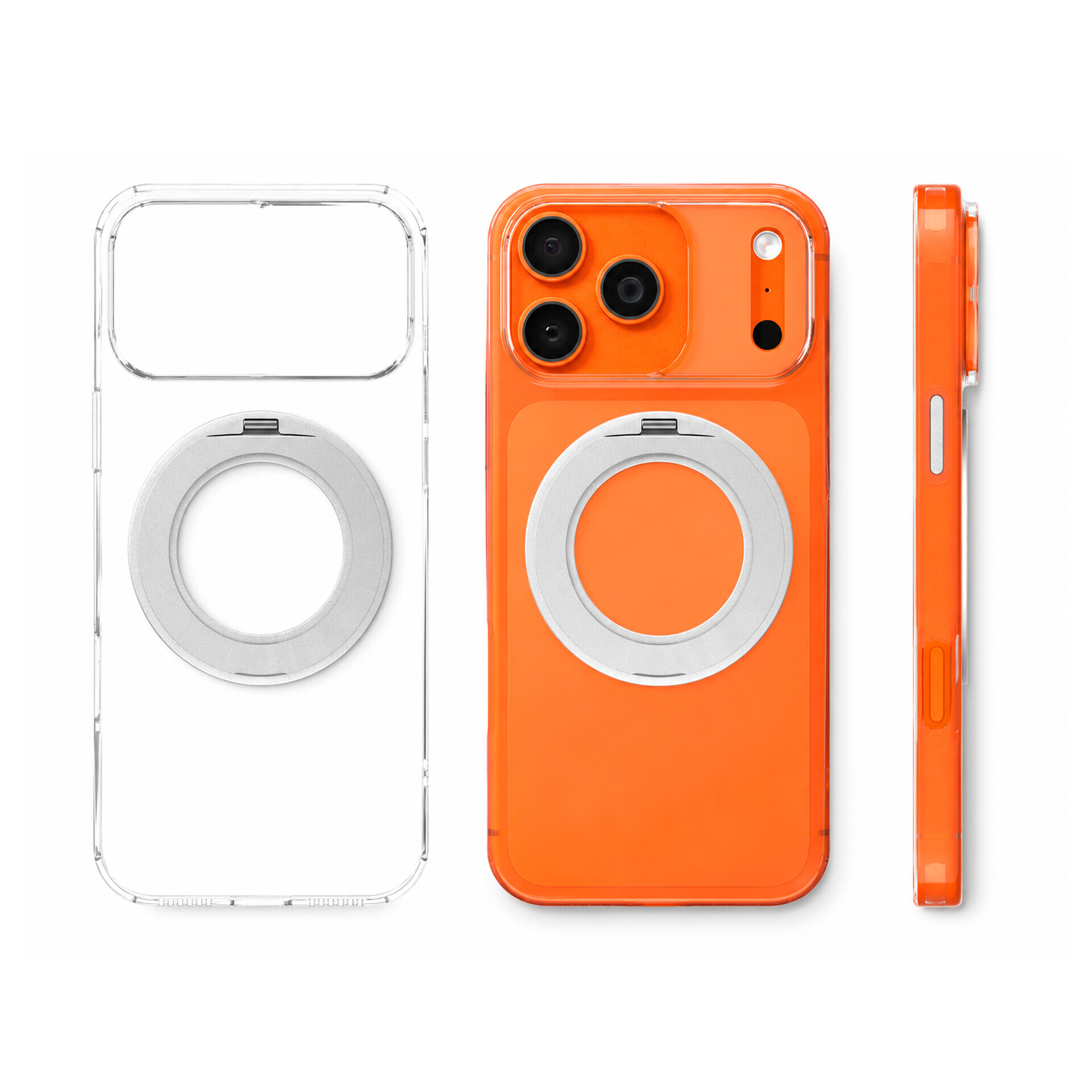 Защитный чехол Gurdini Stand Case iRing 360 для Apple iPhone 17 Pro Max, прозрачный (Transparent)