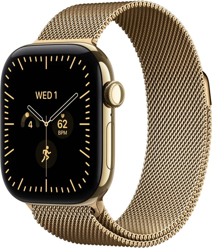 Часы Apple Watch Series 12 (2026), 42 мм, корпус из титана цвета «Radiant Gold», ремешок Titanium Milanese Loop цвета «Radiant Gold», золотой