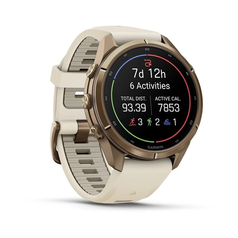 Умные часы Garmin FENIX 9 Pro (010-04335-21) 43 мм, AMOLED, inReach, LTE, титановый золотой, кремовый силиконовый ремешок