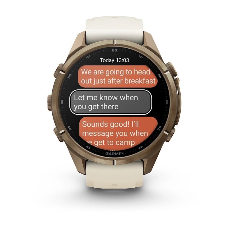 Умные часы Garmin FENIX 9 Pro (010-04335-21) 43 мм, AMOLED, inReach, LTE, титановый золотой, кремовый силиконовый ремешок