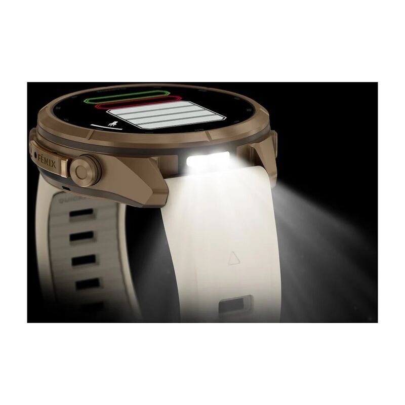 Умные часы Garmin FENIX 9 Pro (010-04335-21) 43 мм, AMOLED, inReach, LTE, титановый золотой, кремовый силиконовый ремешок