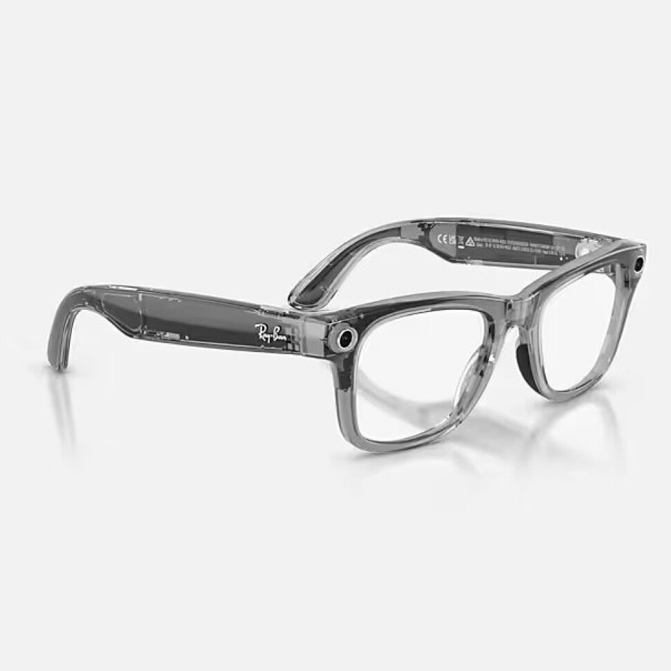 Умные очки Ray-Ban Meta Wayfarer Gen 2 RW4012 (глянцевая прозрачно-серая оправа, линзы с синим автозатемнением), размер M
