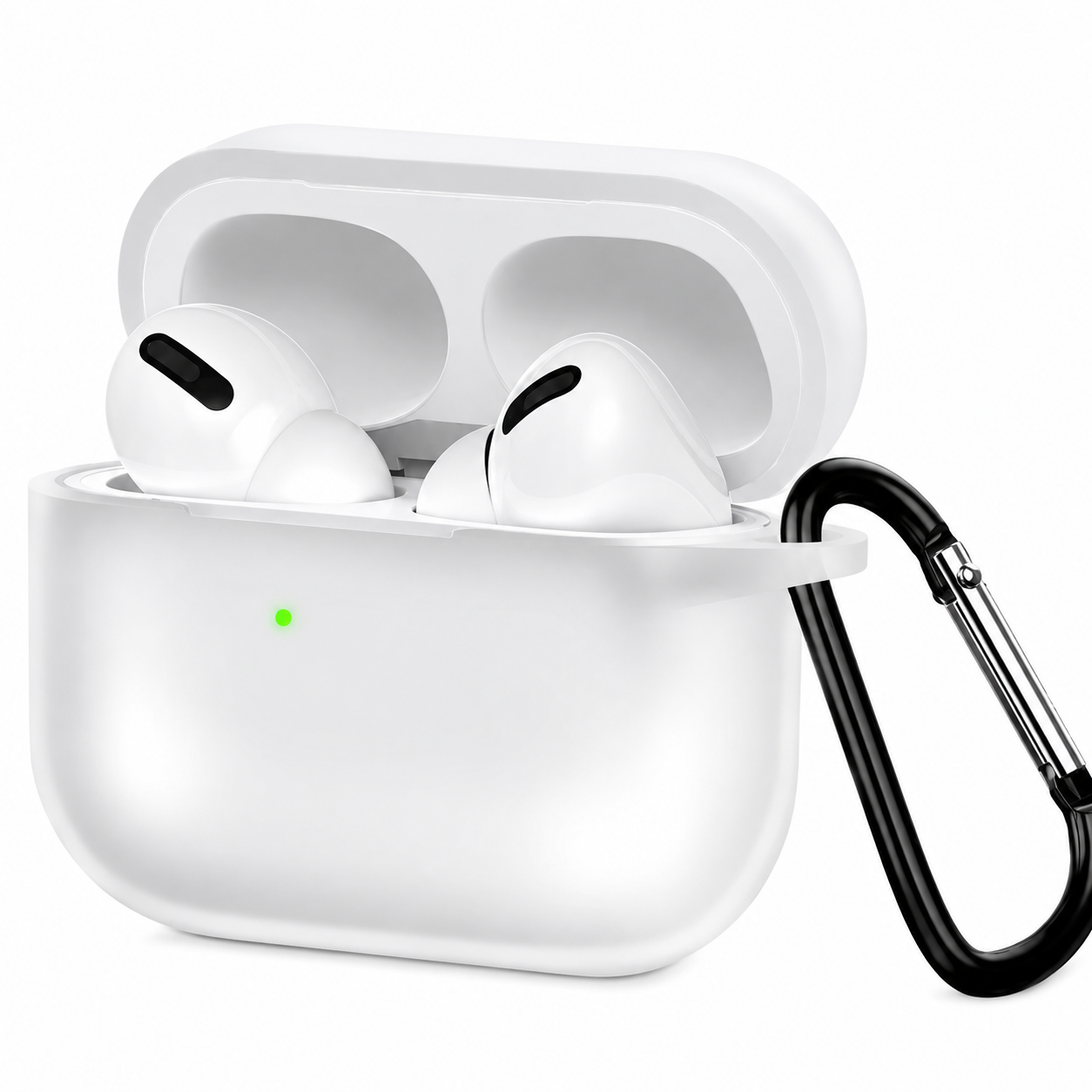 Чехол Gurdini прорезиненный soft-touch с карабином для AirPods Pro 3, прозрачный