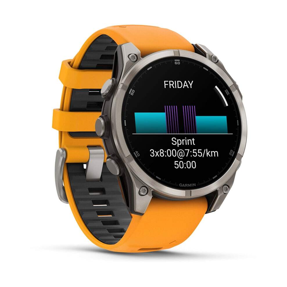 Умные часы Garmin FENIX 8 (010-02904-11) 47 мм Amoled Sapphire Titanium with Spark Orange/Grapphite Silicone Band