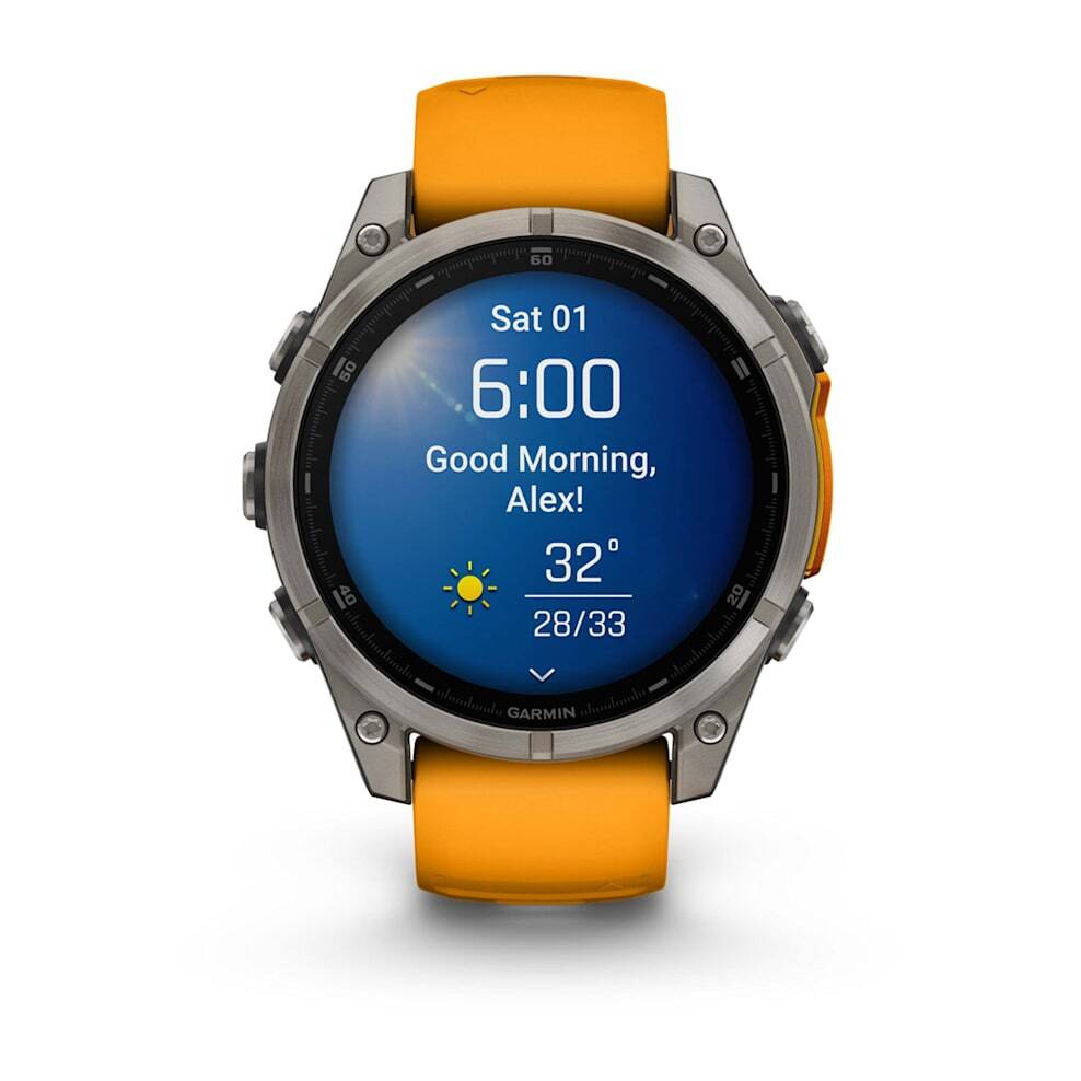 Умные часы Garmin FENIX 8 (010-02904-11) 47 мм Amoled Sapphire Titanium with Spark Orange/Grapphite Silicone Band