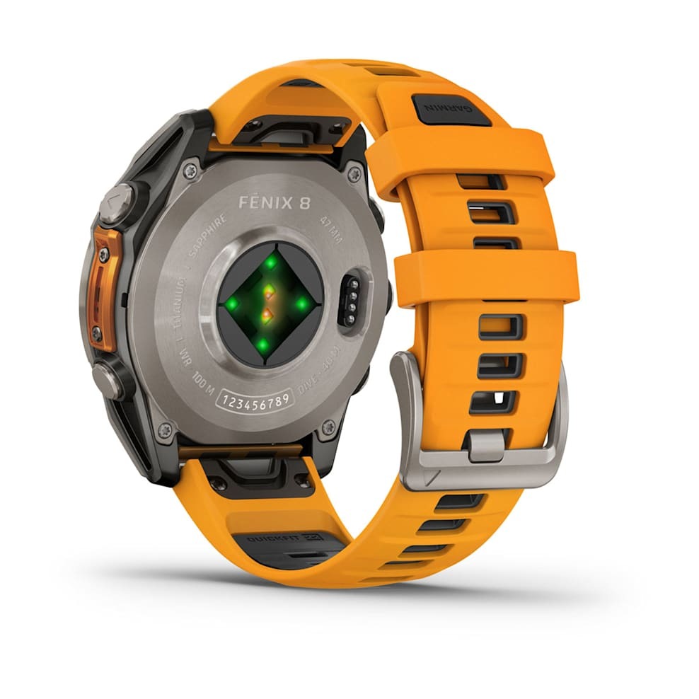 Умные часы Garmin FENIX 8 (010-02904-11) 47 мм Amoled Sapphire Titanium with Spark Orange/Grapphite Silicone Band