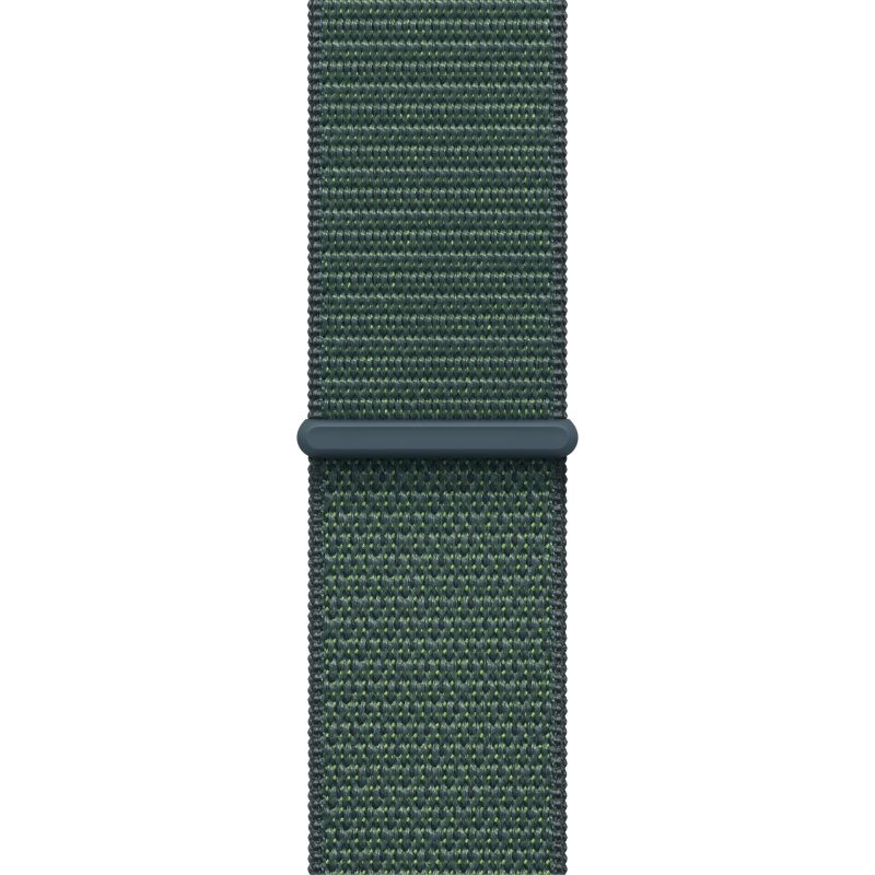 Часы Apple Watch SE (2024), 44 мм, корпус из алюминия цвета «Starlight», ремешок Sport Loop цвета «Lake Green», зелёный