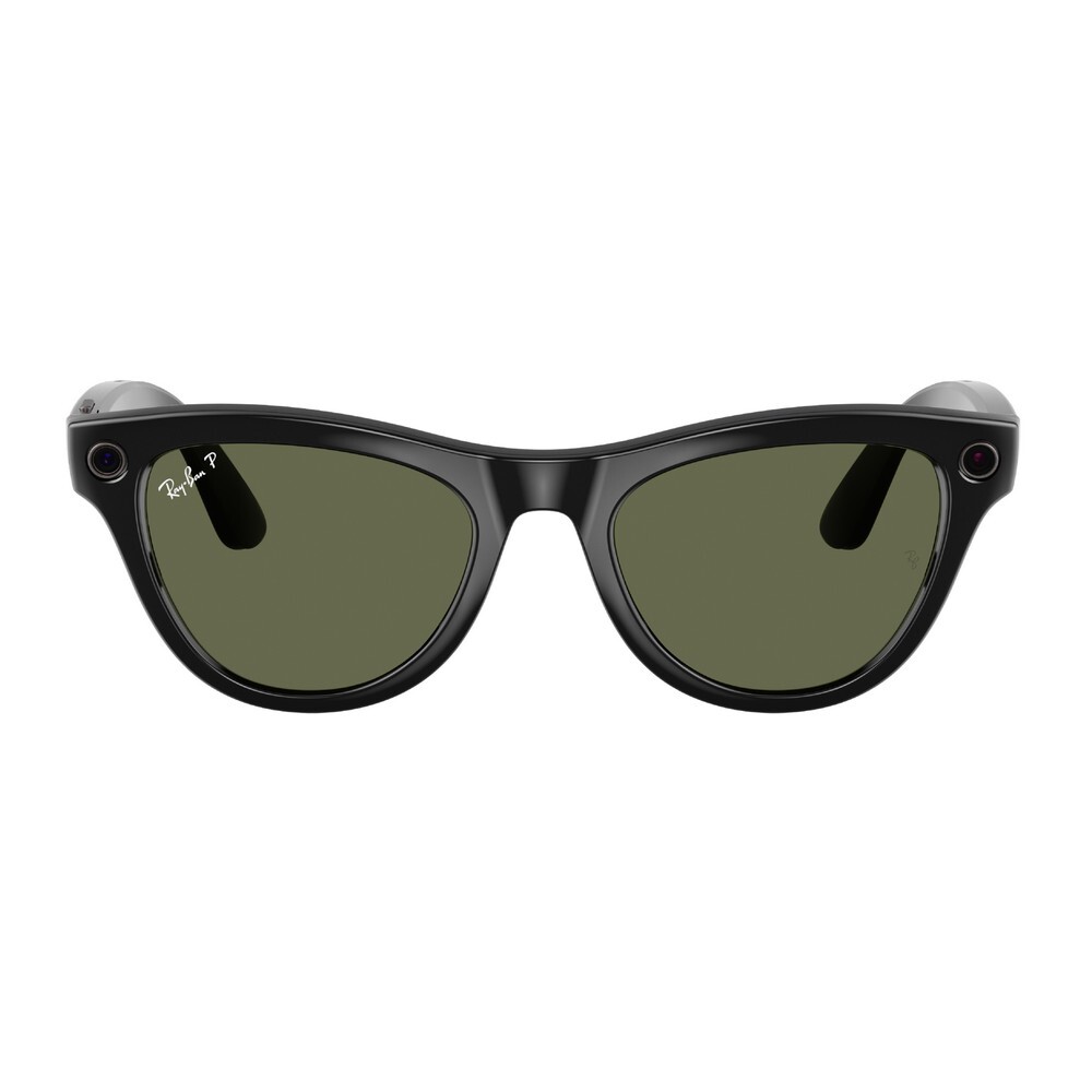 Умные очки Ray-Ban Meta Skyler RW4010 (Глянцевая чёрная оправа, линзы зелёные), размер M
