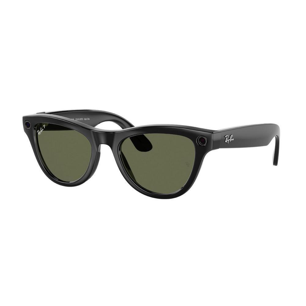 Умные очки Ray-Ban Meta Skyler RW4010 (Глянцевая чёрная оправа, линзы зелёные), размер M