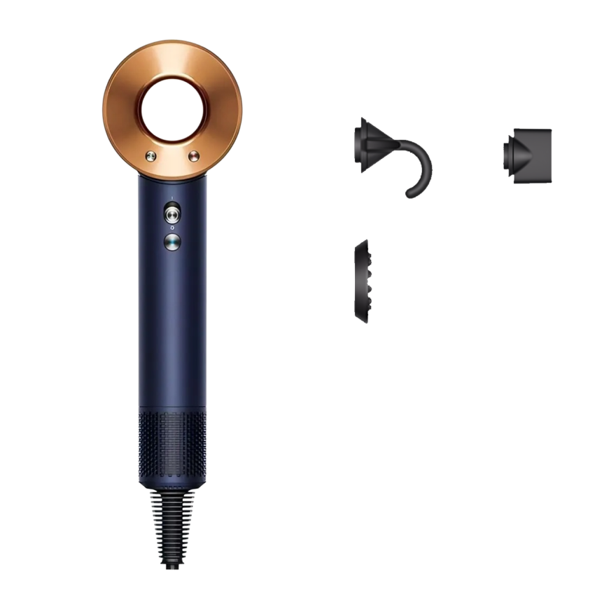 Фен Dyson Supersonic HD07 Straight+Wavy, синий/медный (Prussian blue/Copper) (2025)