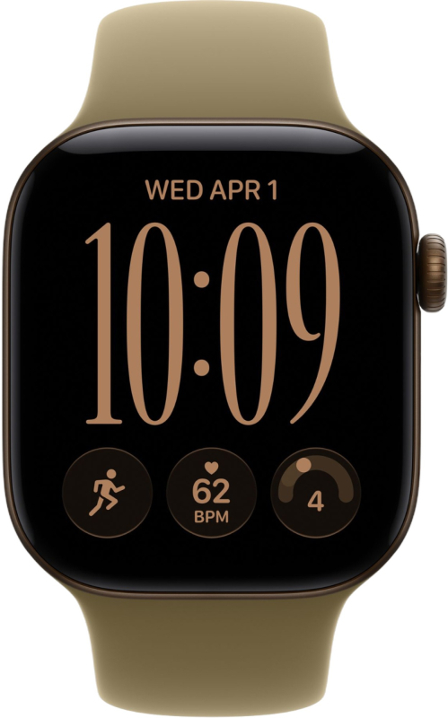 Часы Apple Watch Series 12 (2026), 46 мм, корпус из алюминия цвета «Dark bronze», ремешок Sport Band цвета «Olive», оливковый