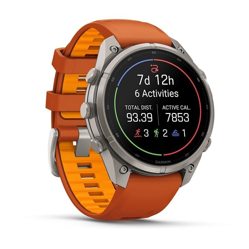 Умные часы Garmin FENIX 9 Pro (010-04336-01) 47 мм, Amoled, inReach, Titanium with Autumn Orange/Spark Orange Silicone Band