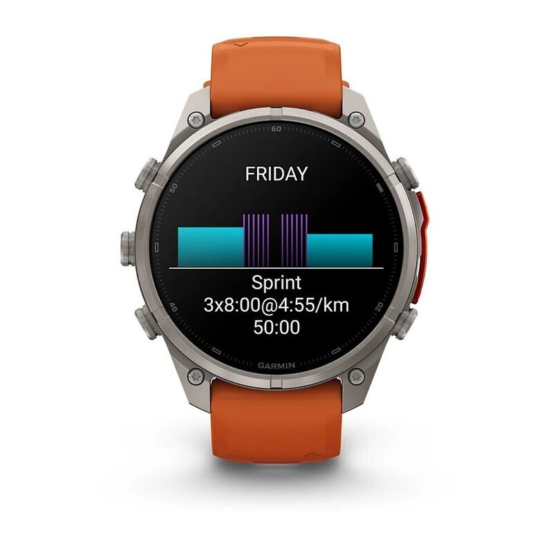Умные часы Garmin FENIX 9 Pro (010-04336-01) 47 мм, Amoled, inReach, Titanium with Autumn Orange/Spark Orange Silicone Band