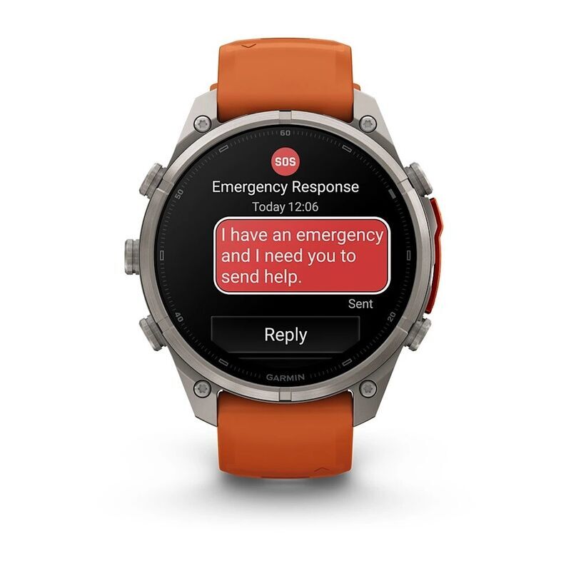 Умные часы Garmin FENIX 9 Pro (010-04336-01) 47 мм, Amoled, inReach, Titanium with Autumn Orange/Spark Orange Silicone Band