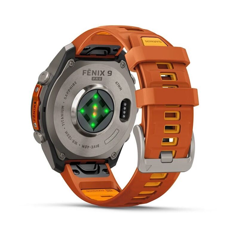Умные часы Garmin FENIX 9 Pro (010-04336-01) 47 мм, Amoled, inReach, Titanium with Autumn Orange/Spark Orange Silicone Band