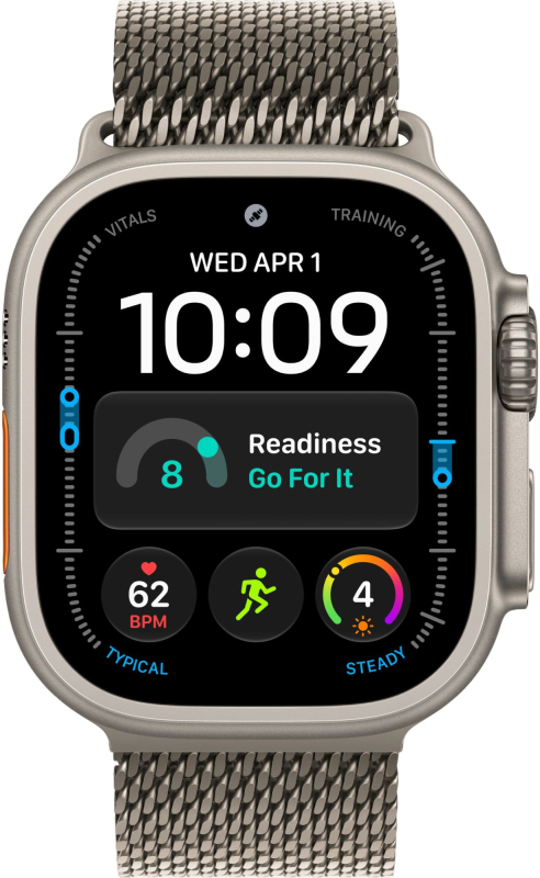 Часы Apple Watch Ultra 4 (2026), 49 мм, корпус из титана цвета «Natural», ремешок Titanium Milanese Loop цвета «Natural», бежевый