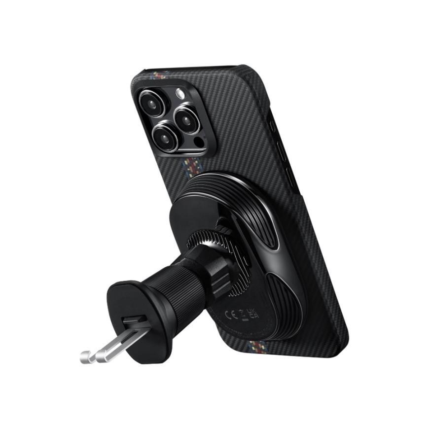 Автомобильный держатель Pitaka MagSafe с беспроводной зарядкой MagEZ Car Mount Pro 2, черный (Black)