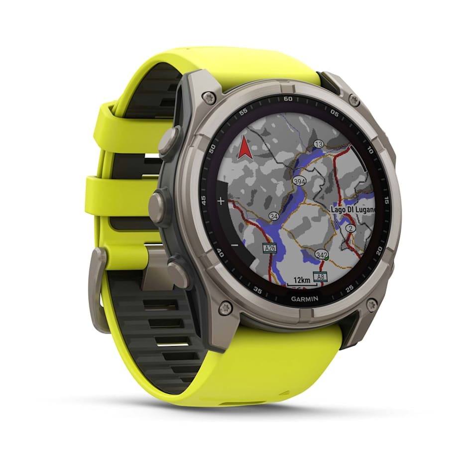 Умные часы Garmin FENIX 8 (010-02907-21) 51 мм Solar Sapphire Carbon Gray DLC Titanium with Amp Yellow/Graphite Silicone Band