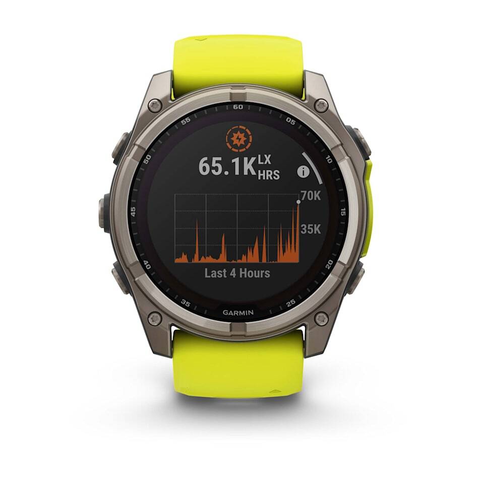Умные часы Garmin FENIX 8 (010-02907-21) 51 мм Solar Sapphire Carbon Gray DLC Titanium with Amp Yellow/Graphite Silicone Band
