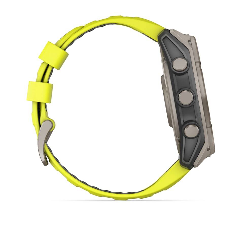 Умные часы Garmin FENIX 8 (010-02907-21) 51 мм Solar Sapphire Carbon Gray DLC Titanium with Amp Yellow/Graphite Silicone Band