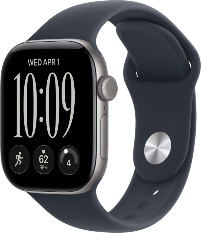 Часы Apple Watch Series 12 (2026), 46 мм, корпус из алюминия цвета «Space Gray», ремешок Sport Band цвета «Navy Blue», тёмно-синий