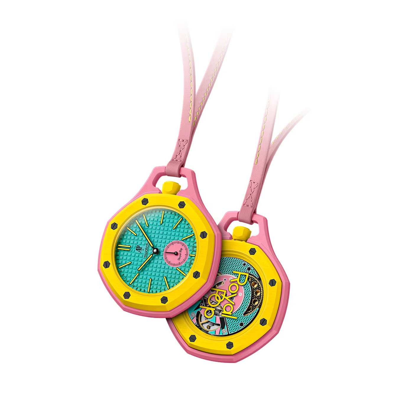 Карманные часы Swatch x Audemars Piguet Royal Pop, жёлтый/розовый (Otg Roz)