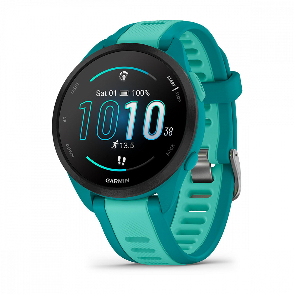 Умные часы Garmin Forerunner 165 Music (010-02863-32) 43 мм, изумрудный (Turquoise/Aqua)