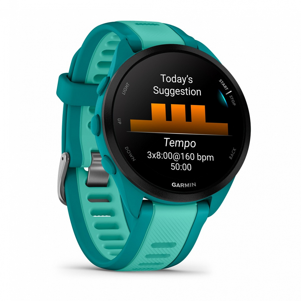 Умные часы Garmin Forerunner 165 Music (010-02863-32) 43 мм, изумрудный (Turquoise/Aqua)