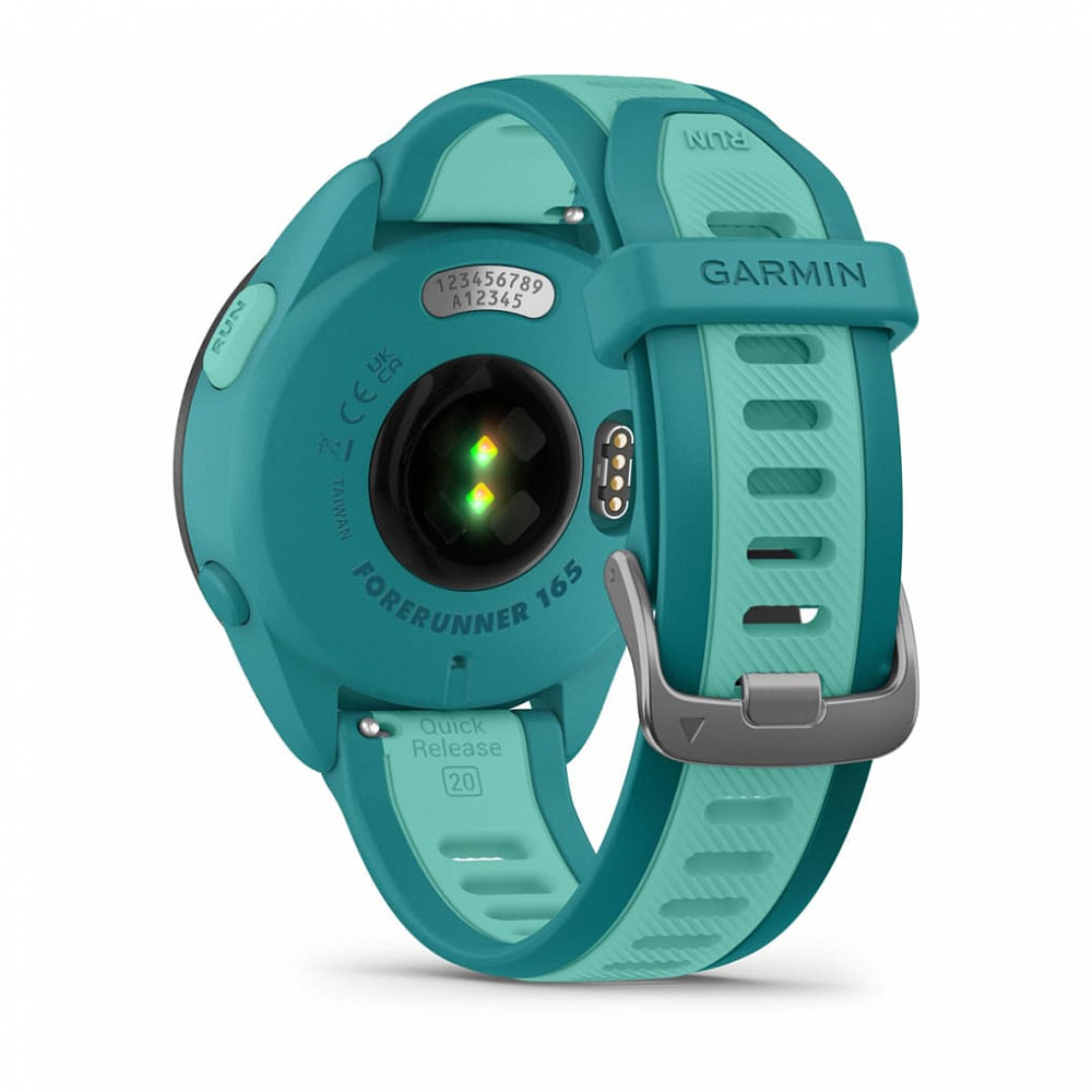 Умные часы Garmin Forerunner 165 Music (010-02863-32) 43 мм, изумрудный (Turquoise/Aqua)