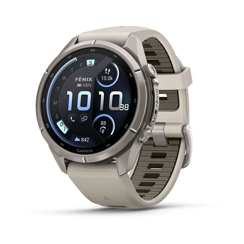 Умные часы Garmin FENIX 9 Pro (010-04335-81) 43 мм, AMOLED, inReach, LTE, титановый серый, серый силиконовый ремешок